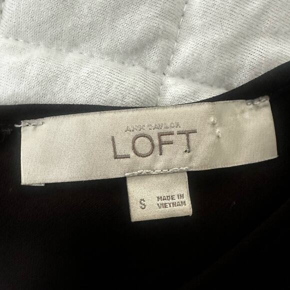 ANN TAYLOR LOFT Womens Dress SMALL Black Mini Flutter Sleeve Shift Minimalist - Picture 5 of 10
